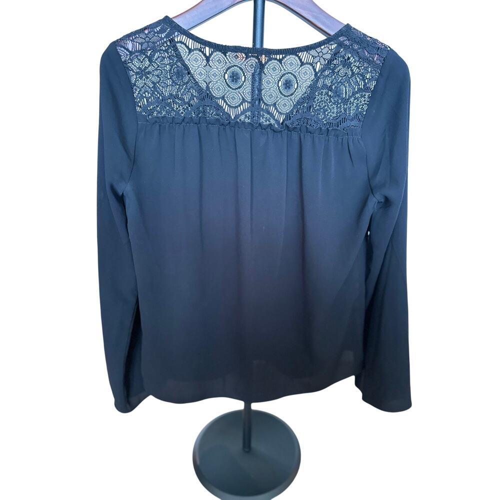 Skies are Blue Black Long Sleeve Blouse